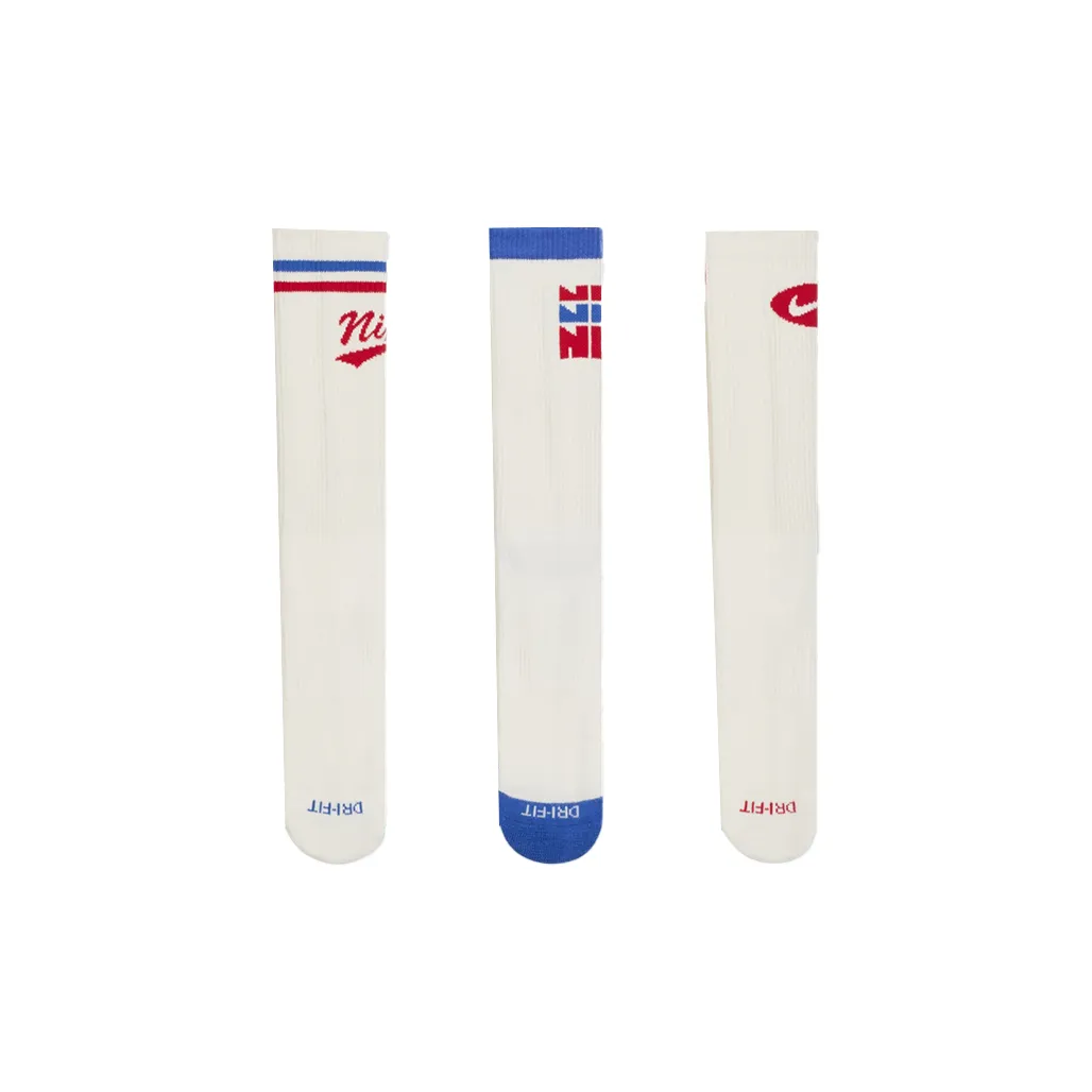 Nike 3 Pack Парус Белый/Университет Красный/Парус Белый/Университет Красный/Парус Белый/Университет Красный Мужские Носки MID до икры