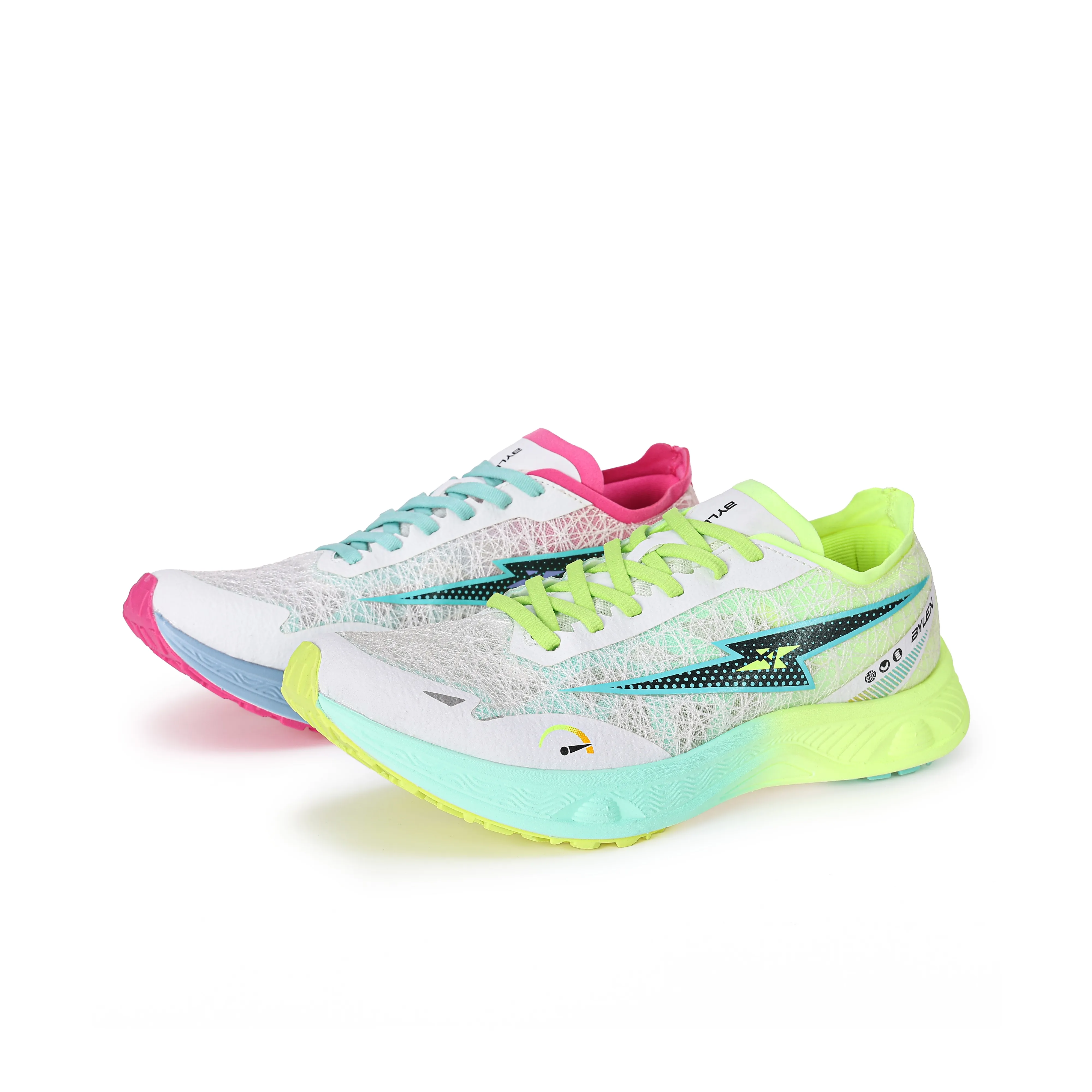 BYLEN Беговые кроссовки Низкий верх Зеленый Розовый Несовпадающие Унисекс