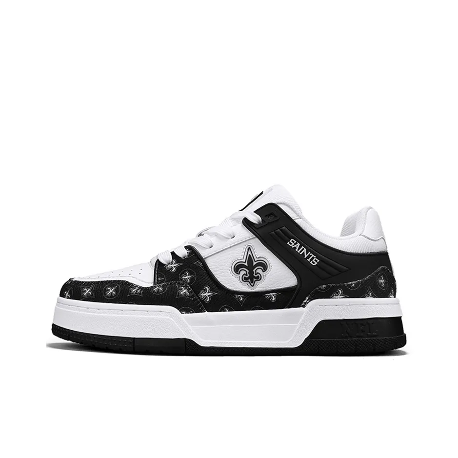 NFL TR Neo New Orleans Saints Abrasion Resistant Slip Resistant Low Top Skateboard Shoes Unisex White Black