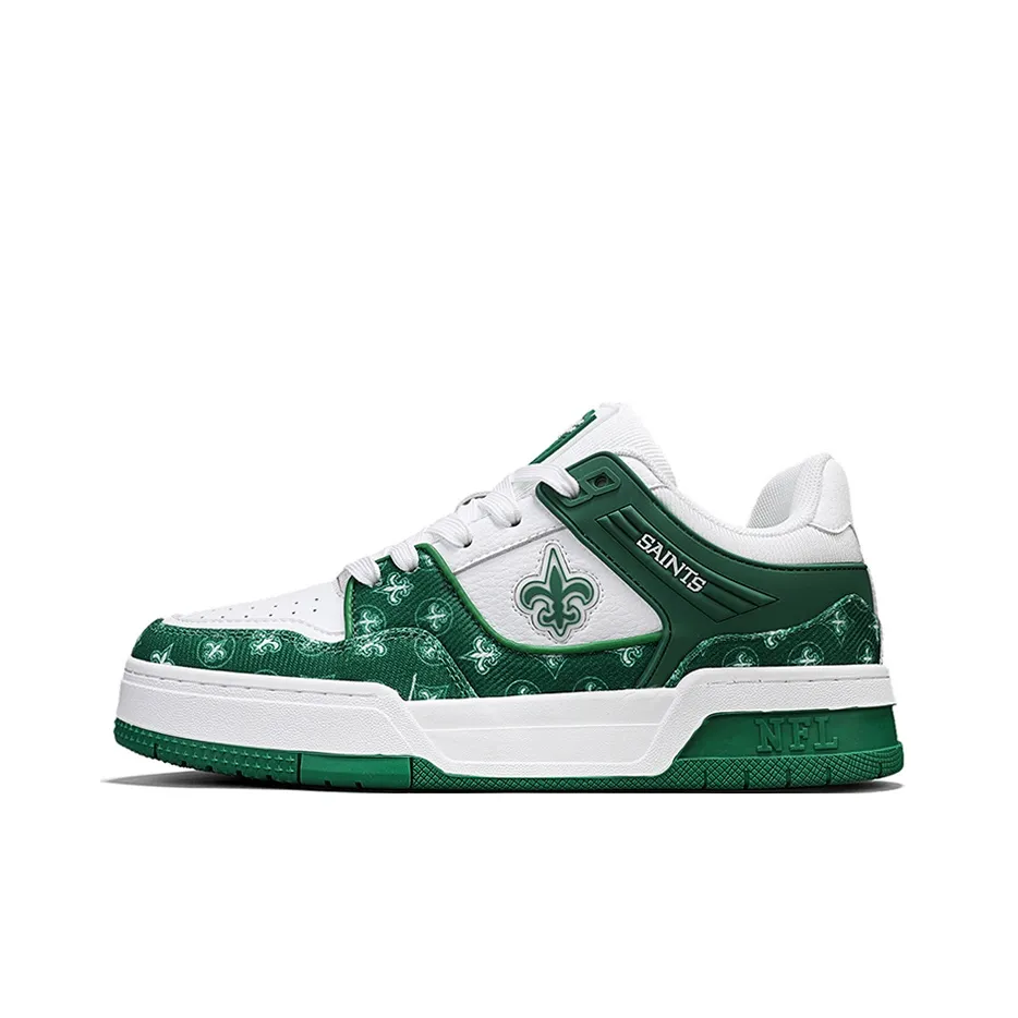 NFL TR Neo New Orleans Saints Abrasion Resistant Slip Resistant Low Top Skateboard Shoes Unisex White Green
