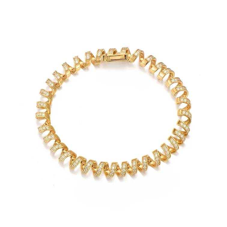 Trpopo 925 Sterling Silver Bracelet With Full Diamond Accents Women's