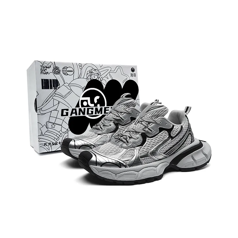 Hong Kong Meng Anti-Slip And Wear-Resistant Height Increasing Low-Top Chunky Sneakers Unisex Silver