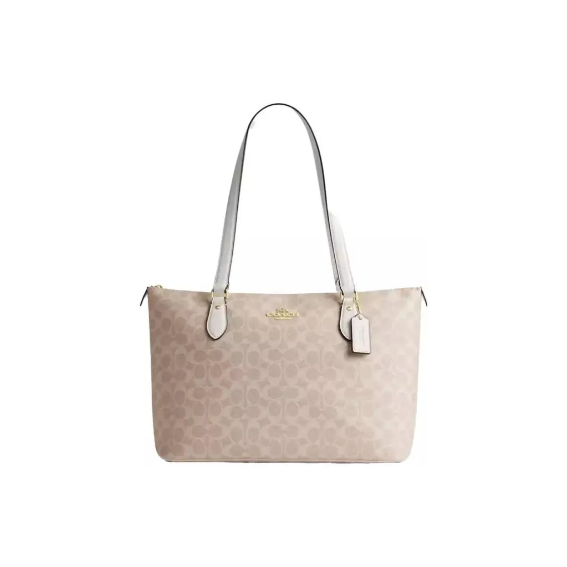 COACH Gallery Покрытый холст Тоут Сумка Сумка на плечо Большая Женская Серебряный Песочный и Тауповый