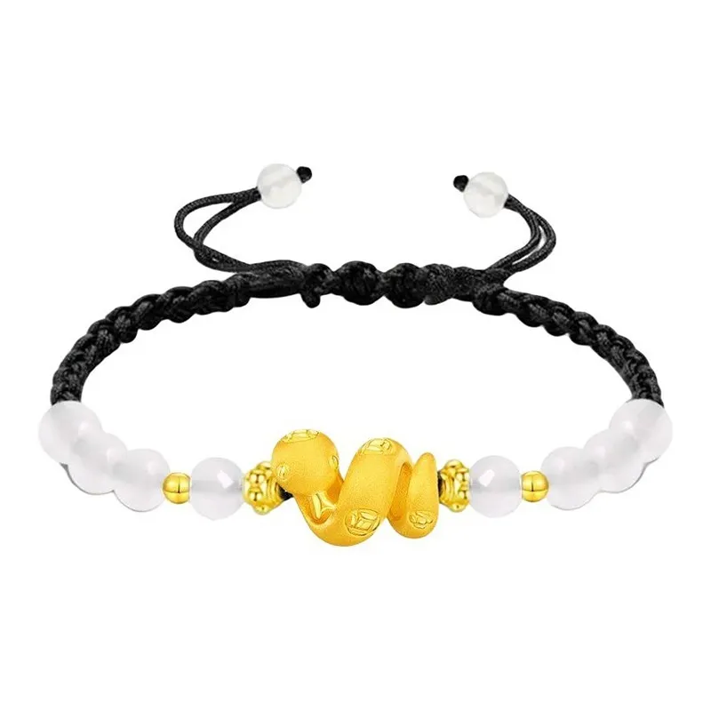ZHIAIYONGHENG Refined Snake Versatile Everyday Coiled Snake # Good Luck Solid Gold Fixed Price Gold Bracelet Unisex