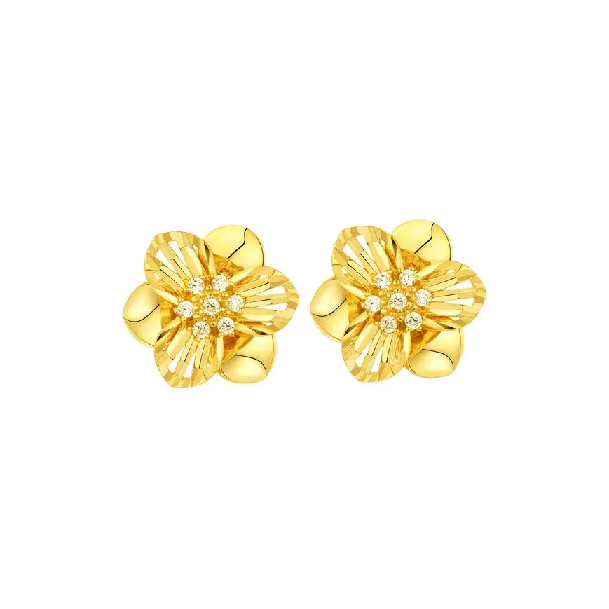 GRACE GIRL 18K Gold Cubic Zirconia Stud Earrings Women's