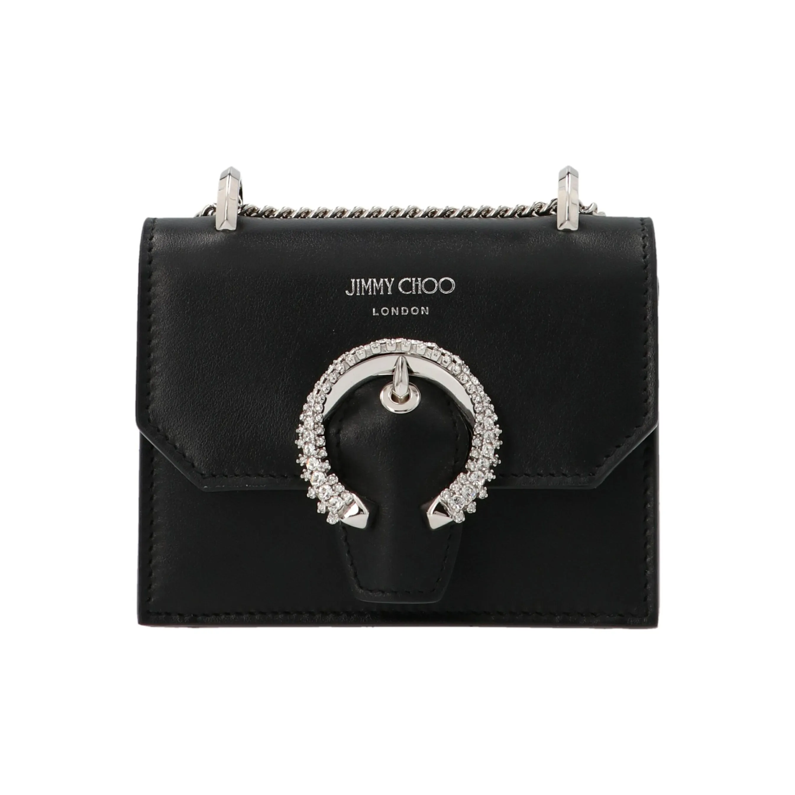 Jimmy Choo Calfskin Shoulder Bag Crossbody Bag Regular Women's Black