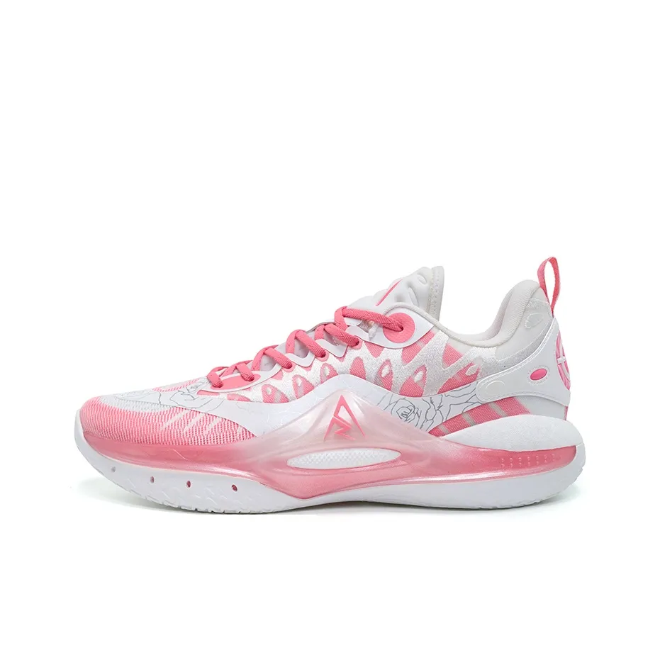 RIGORER Rieves Second Generation Basketball Shoes Men Low Top Zhunzhe White/Red Plum Pink