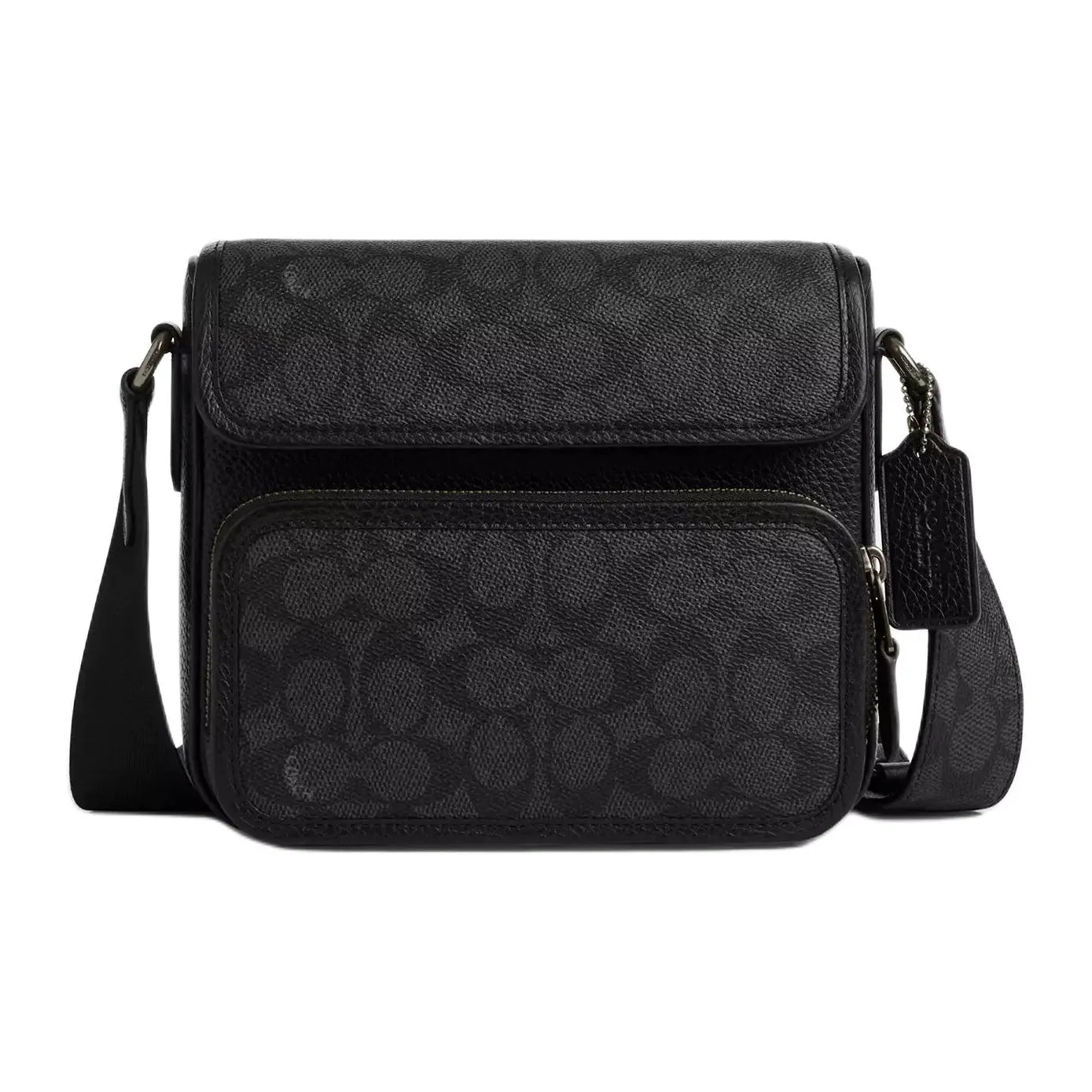 COACH Sullivan Coated Canvas With Leather Shoulder Bag Crossbody Bag Small Size Men's Bronze/Wood Charcoal/Black