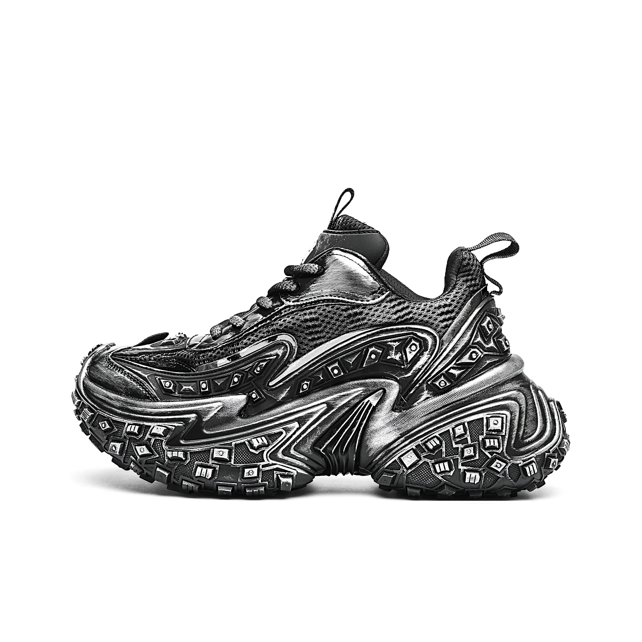 MVA Impact Resistant Wear Resistant Lightweight Breathable Slip Resistant Low Top Chunky Sneakers Unisex Galaxy Black