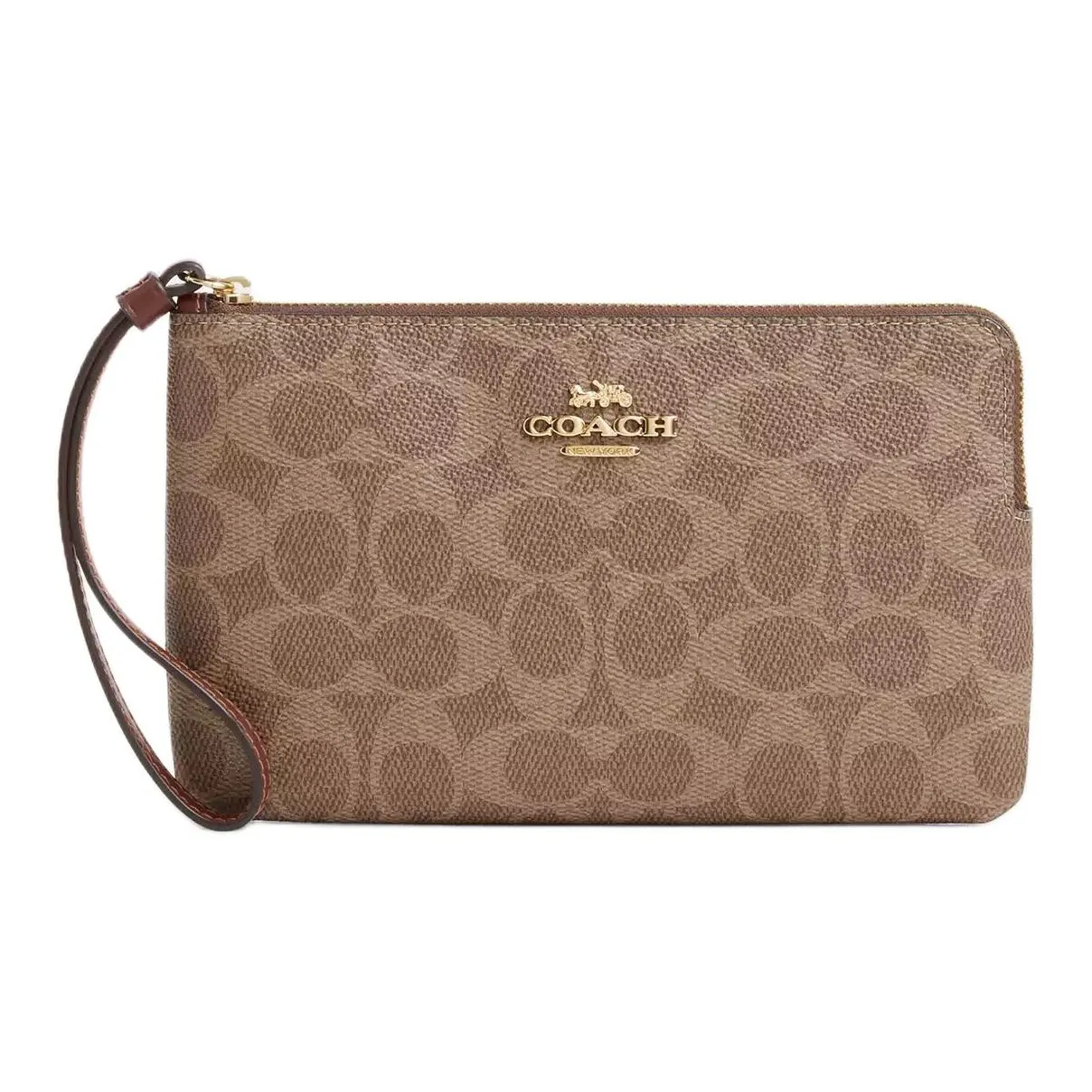 COACH Искусственная кожа клатч большой женский коричневый желтый