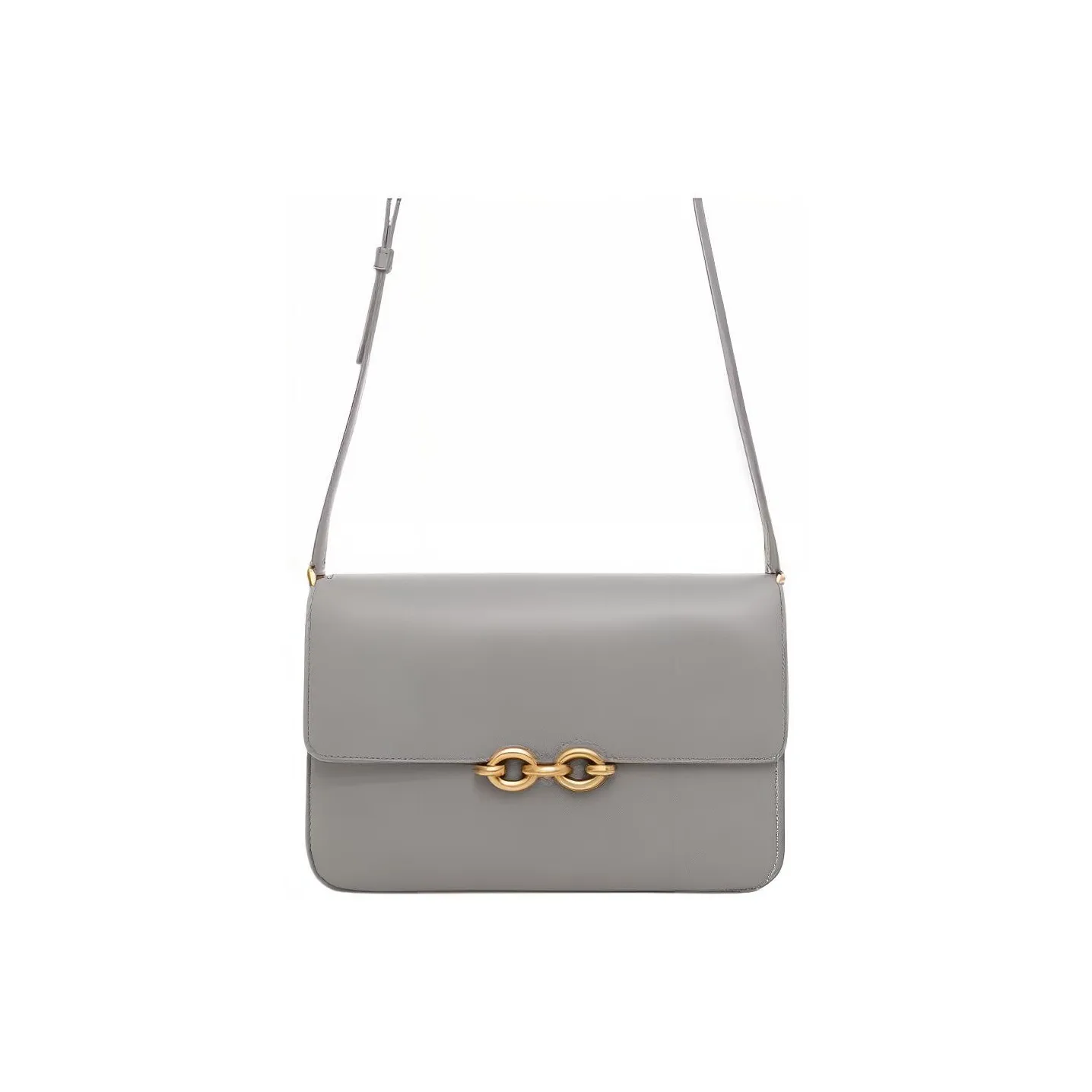 SAINT LAURENT LE MAILLON Cow Leather Shoulder Bag, Crossbody Bag Women's Light Gray