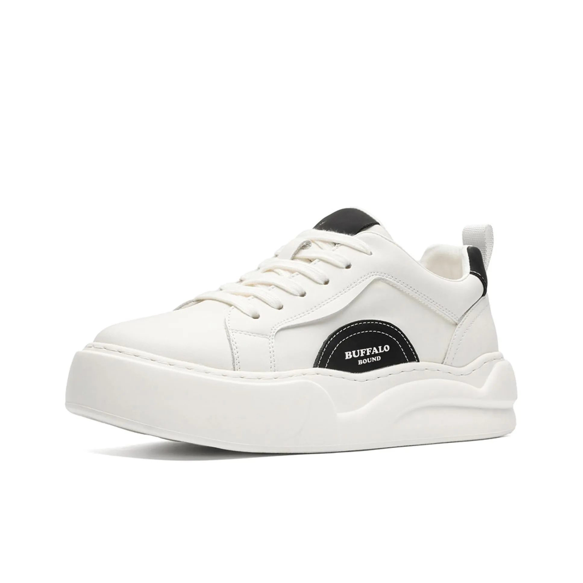 BUFFALO BOUND Anti Slip Wear Resistant Low Top Skateboard Shoes Men's White Black