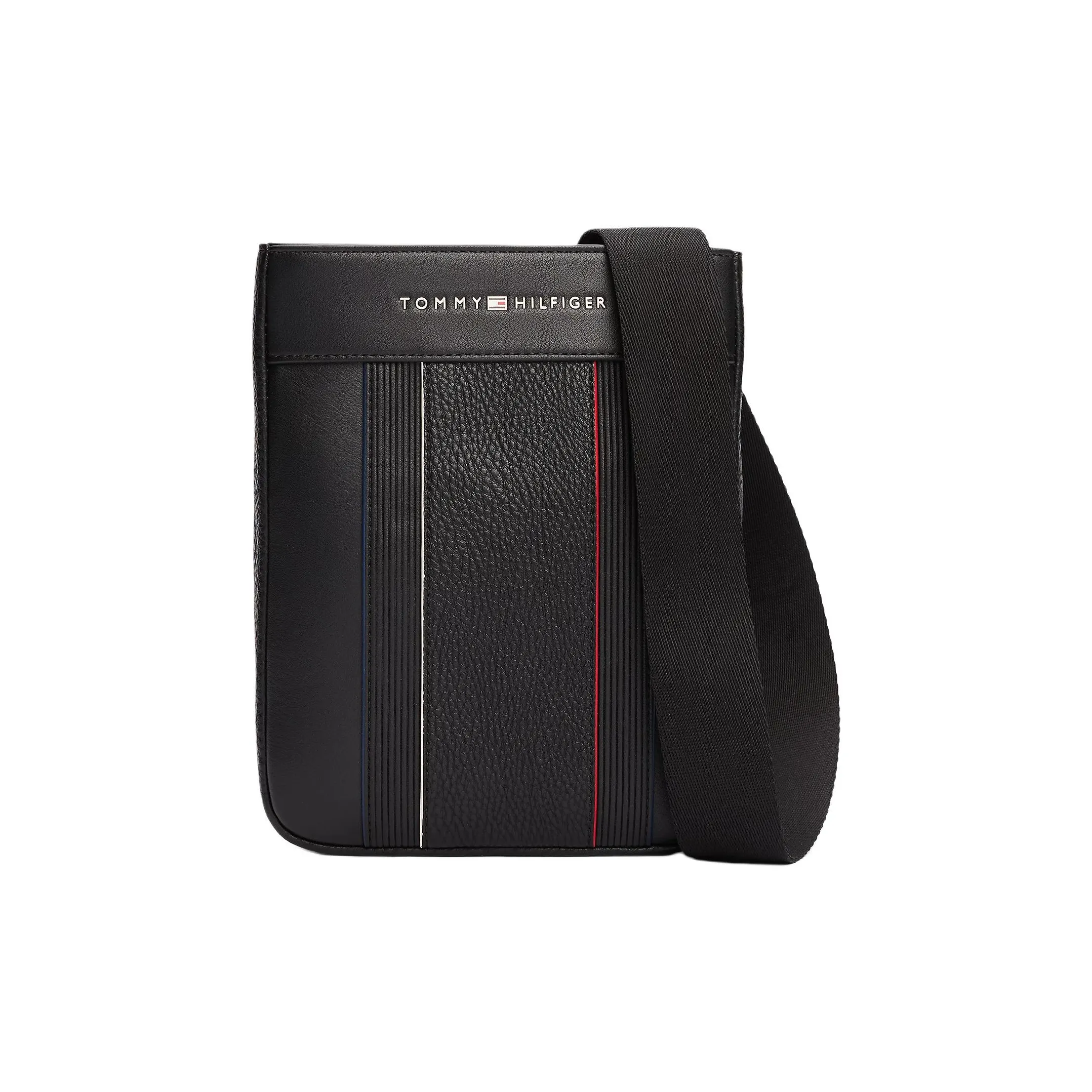 Tommy Hilfiger Leather Messenger Bag Shoulder Bag Crossbody Bag Small Size Men's Black