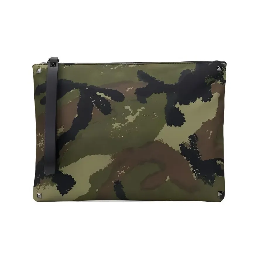 Valentino Fabric With Leather Clutch Tubas Men's Green