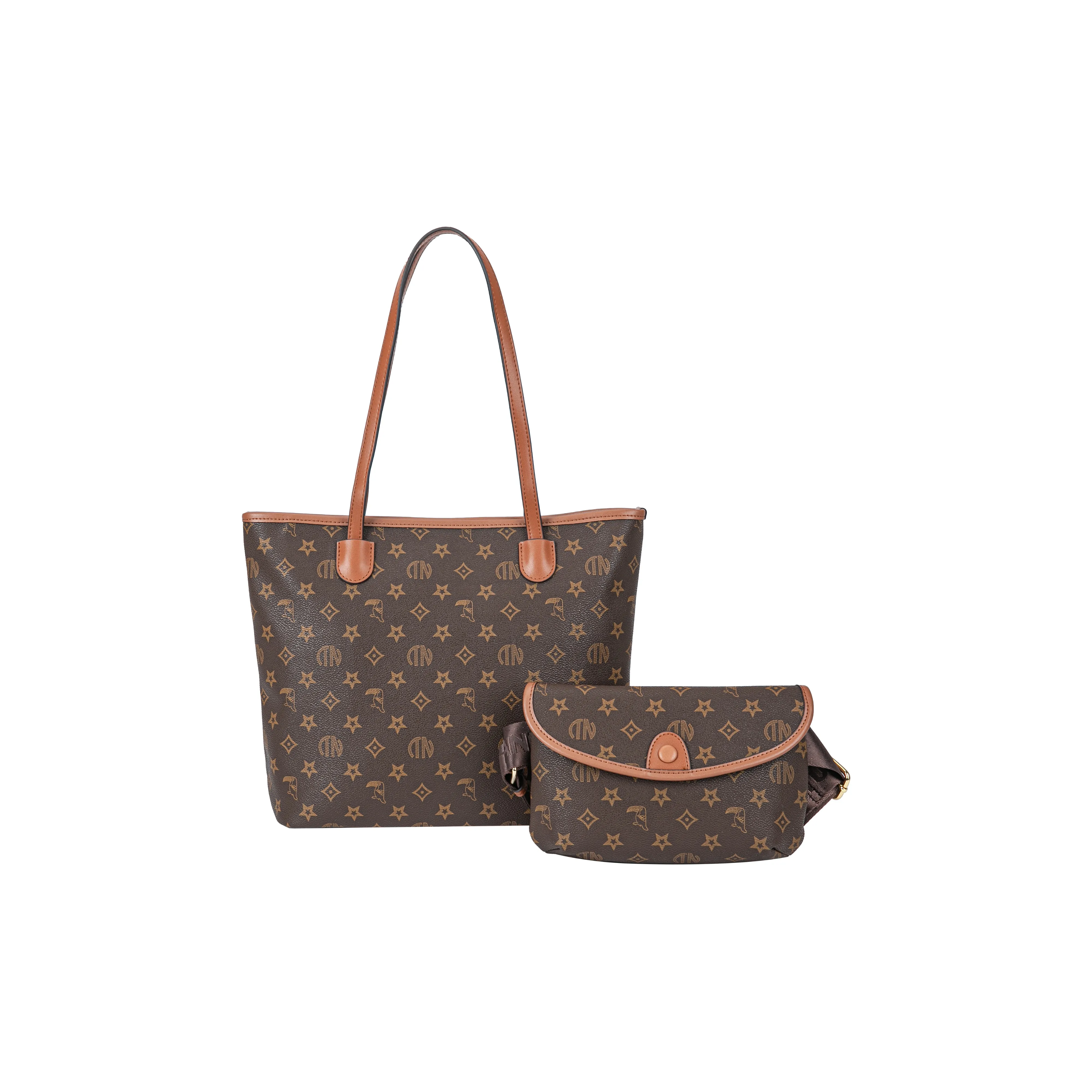 TUCANO PVC Tote Bag, Shopping Bag, Mother Shoulder Bag Women's Brown