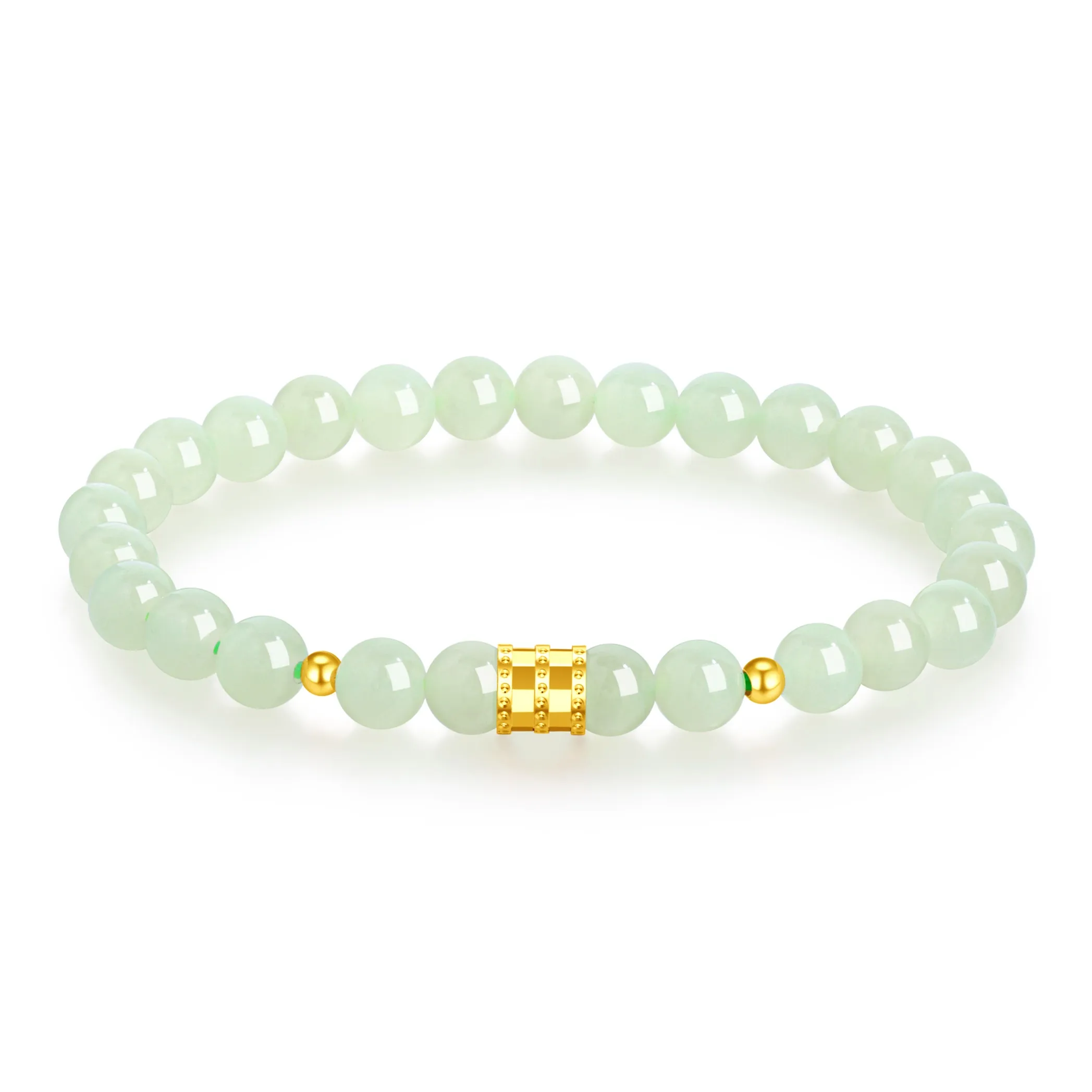 OWNCOOL S925 Silver Beaded Bracelet, Box Green Jade Women's