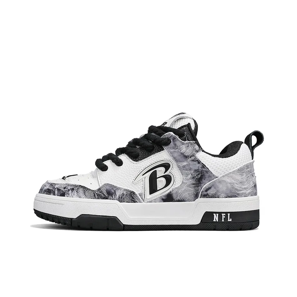 NFL TR Skate Baltimore Ravens Wrapping, Wear Resistant And Non Slip Low Top Skateboard Shoes Unisex Black White
