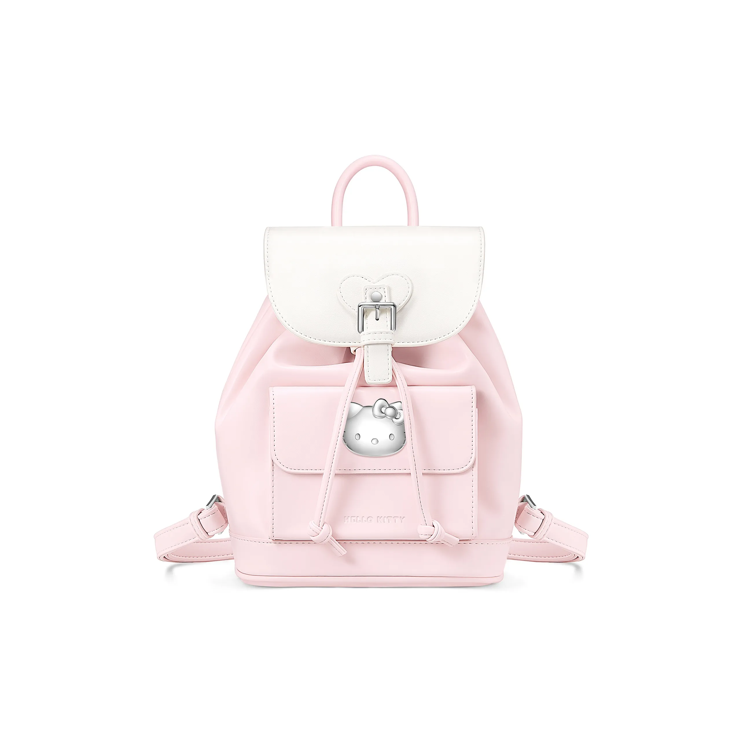 Zgo Sanrio PU (полиуретан) Рюкзак Inspirated Chanel Рюкзак Средний Женский Персиково-розовый Белый Перламутровый Серебряный