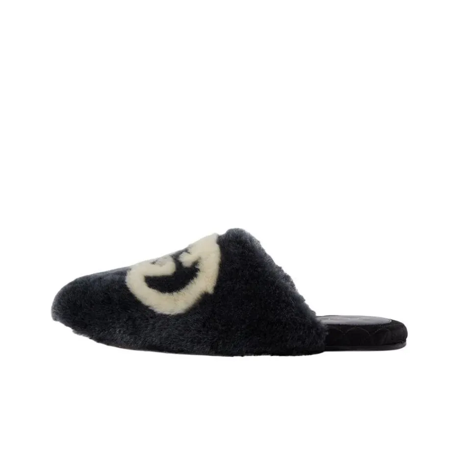 GUCCI Women's Faux Fur Slipper 'Interlocking G Black White' Women's