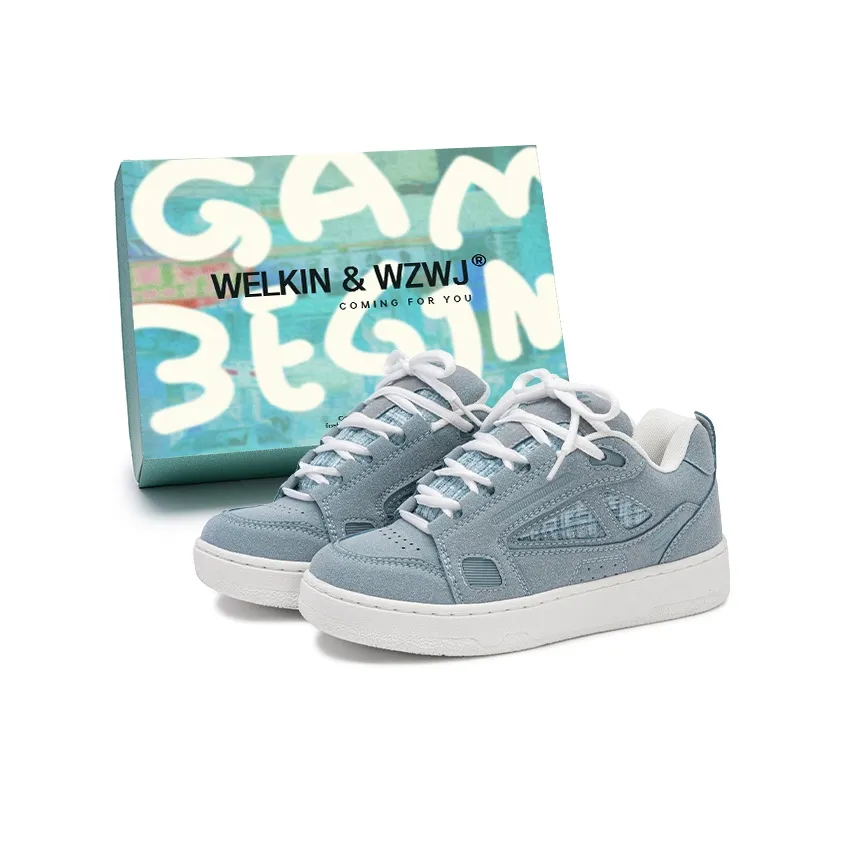 WELKIN&WZWJ Gift Box Set Slip Resistant Height Increasing Low Top Skateboard Shoes Unisex Fragrance Blue