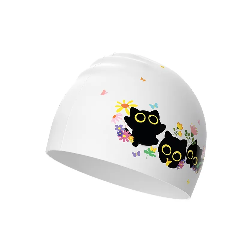 BALNEAIRE Swimming Caps Silicone Swim Kids' 22*19cm Black White