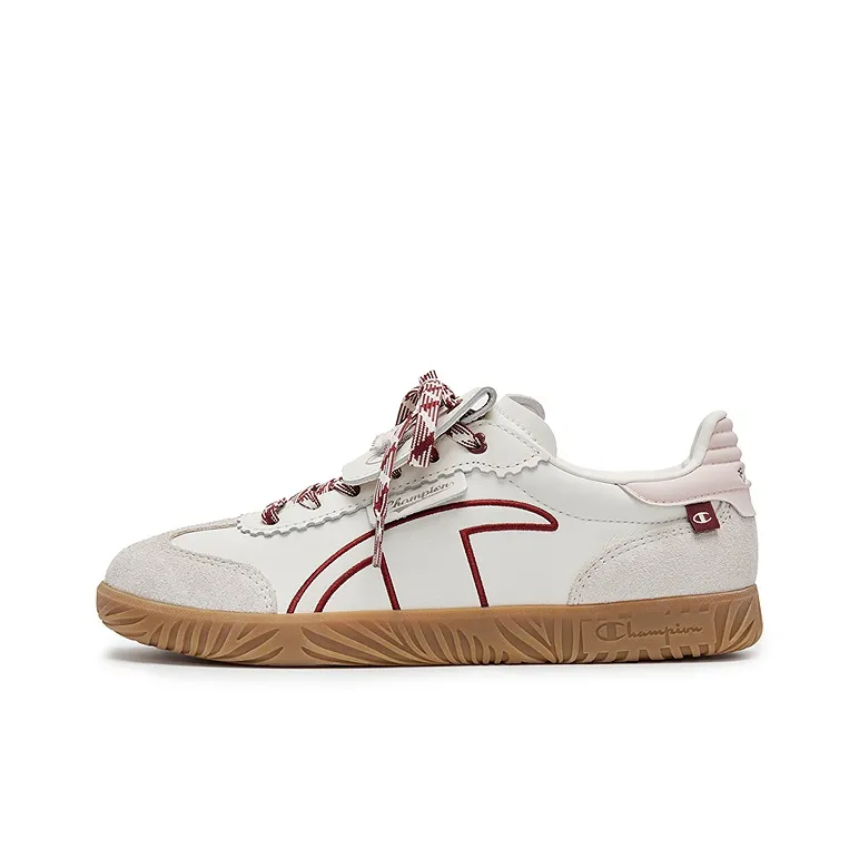 Champion T Head German Army Trainers Champ T Trainer Low Top Skateboard Shoes Women's Milk White/Light Rose Red