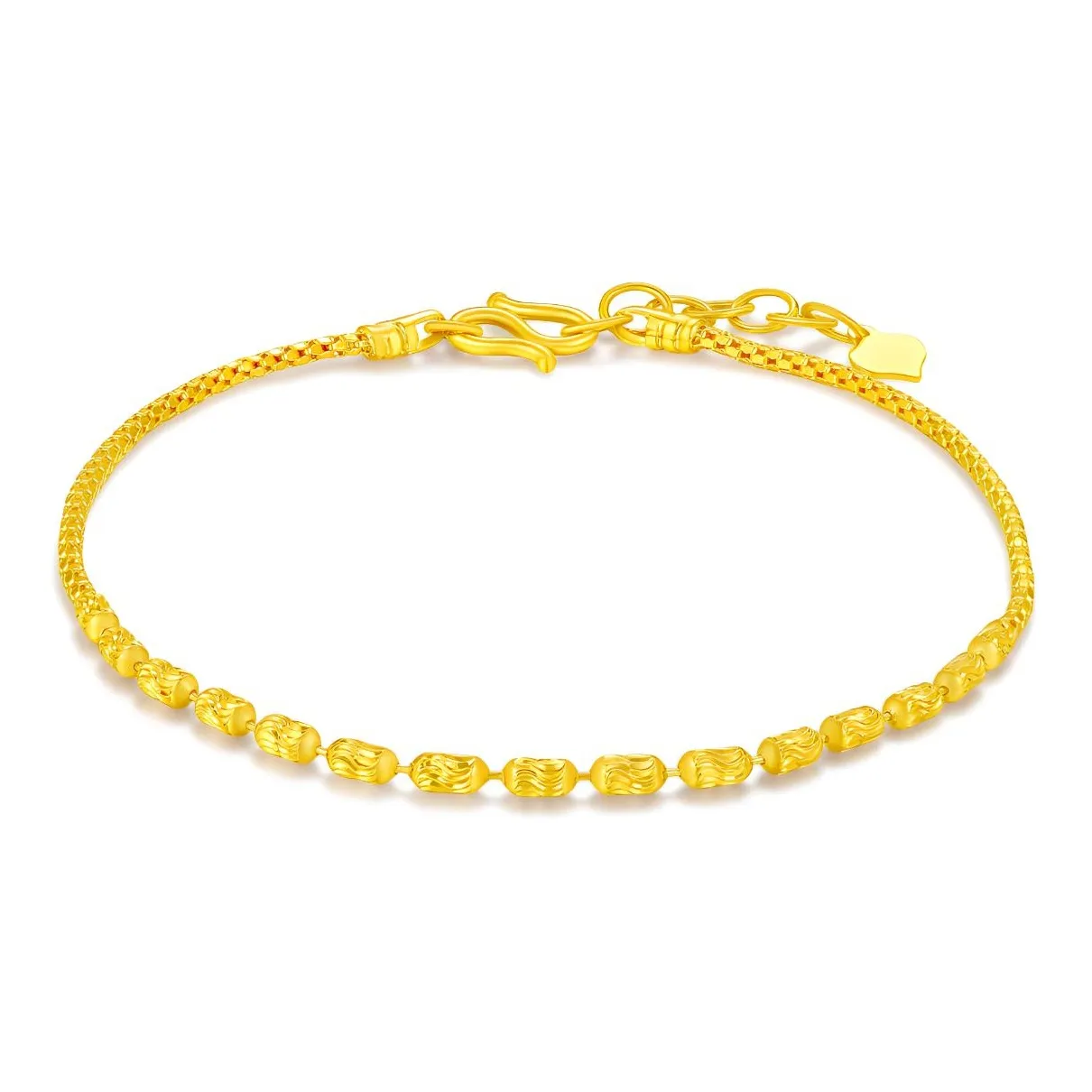 LAOMIAO Chinese Style Fortune Bead 5G Refined Sparkling # Good Luck Solid Gold Priced In Gram Gold Bracelet Women's