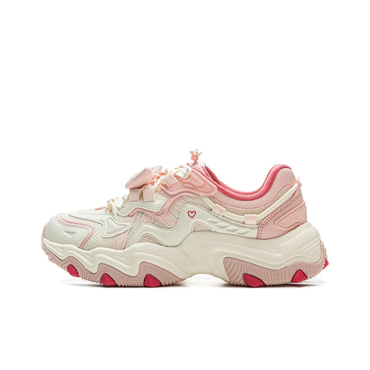 LOL x LiNing Cat's Claw Lite 2 Противоскользящий Устойчивый к истиранию Низкий Топ Кроссовки с толстой подошвой Женские Бежево-розовые