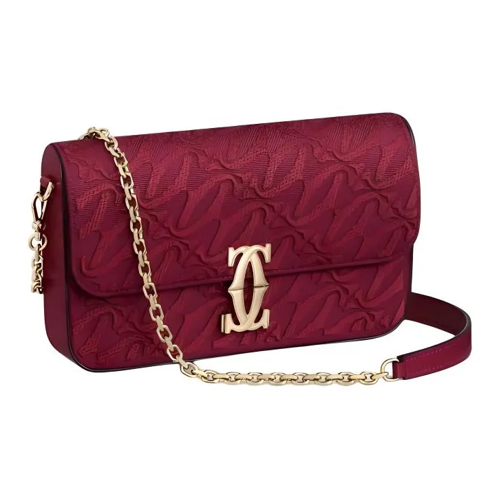 CARTIER C De Cartier Collection Calfskin Shoulder Bag Crossbody Bag Mini Women's Cherry Red