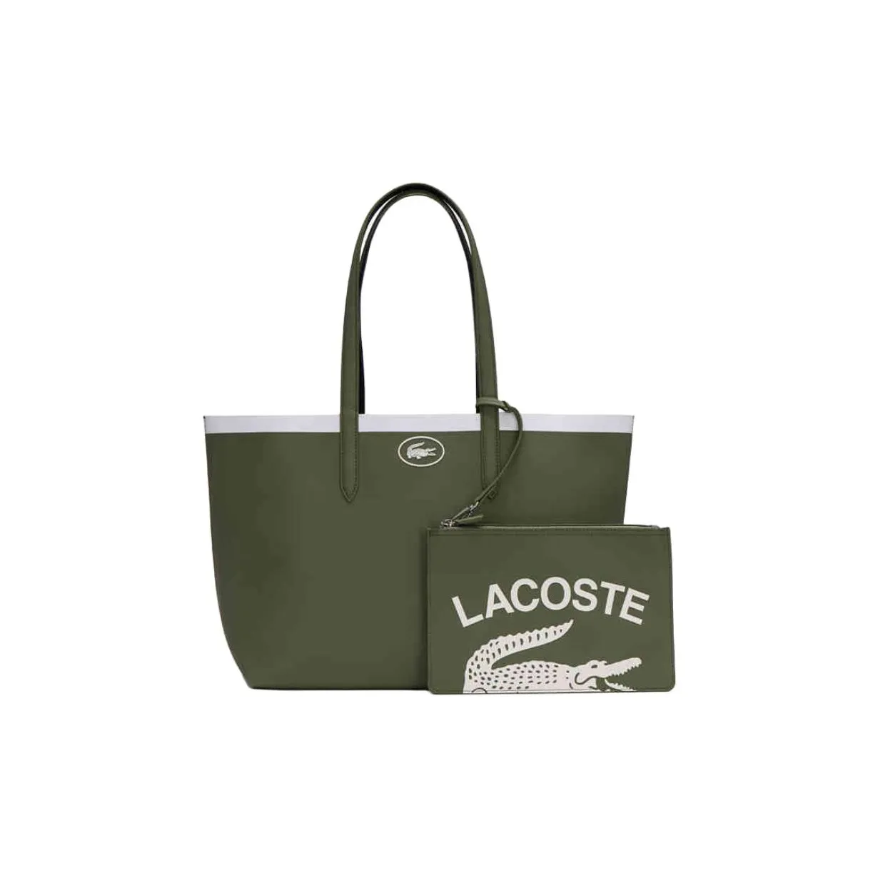 Сумка Tote из ПВХ в сотрудничестве с LACOSTE Сумка для покупок Сумка через плечо Большая женская Оливково-зеленый и Темно-синий