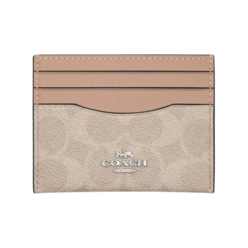 COACH Кожа Держатель для карт Женский Песочный Желтый и Тауповый