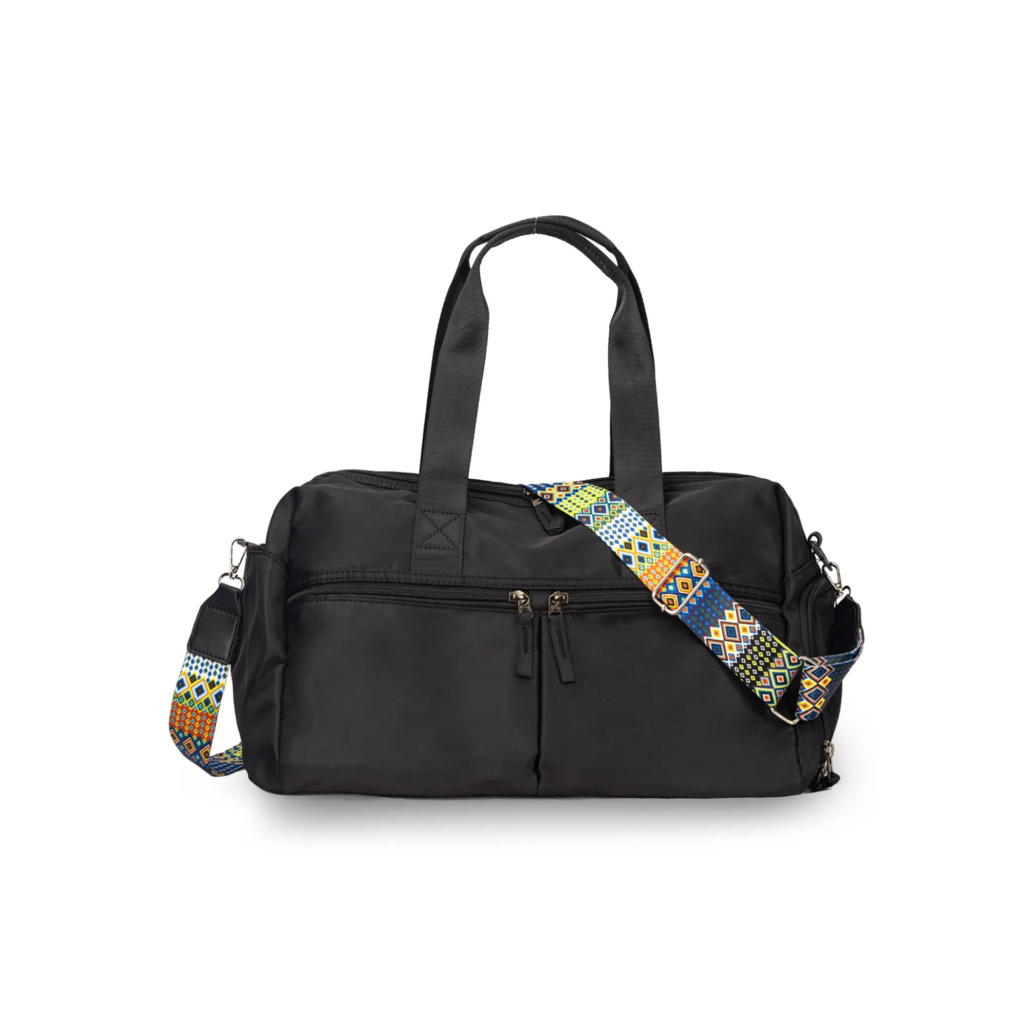 TAKI Oxford Travel Bag Regular Unisex Black/Apricot White & Coffee