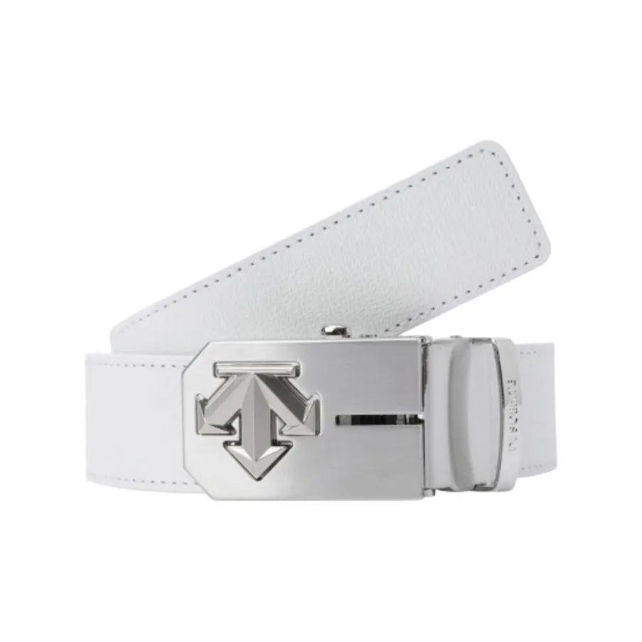 DESCENTE Synthetic Leather Leather Belts Men's White Width 3.5CM