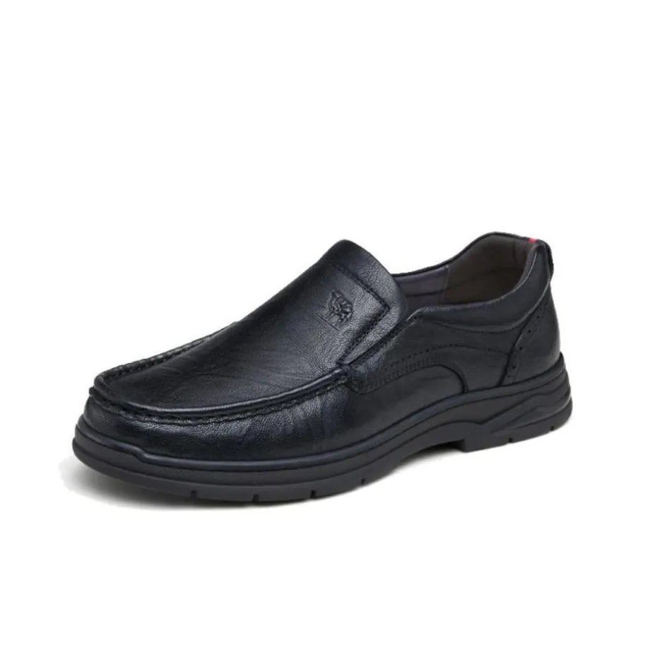 CAMEL Casual Leather Shoes Men's Low Top Black/Brown