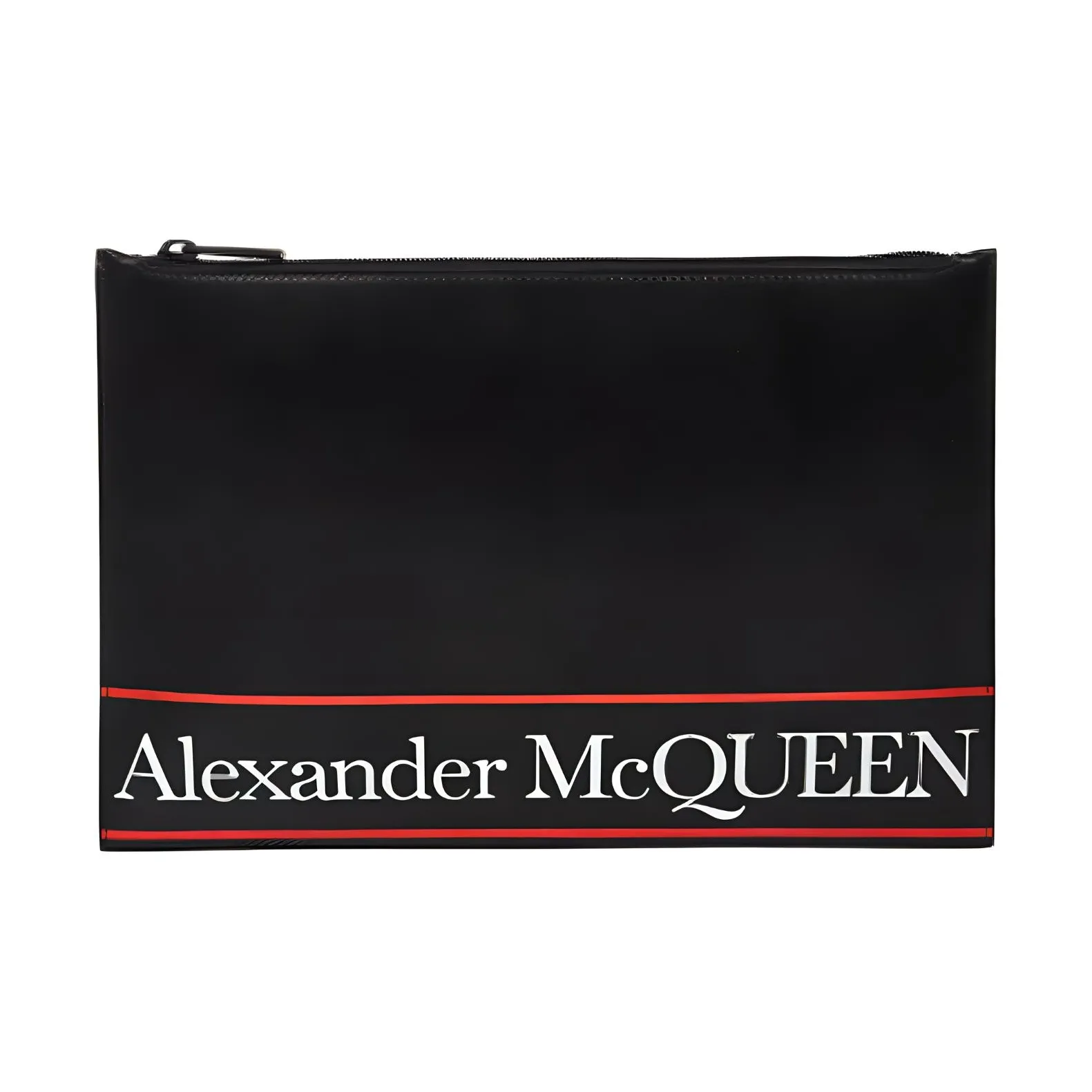 Alexander McQueen Cow Leather Briefcase Clutch Men's Black/Red