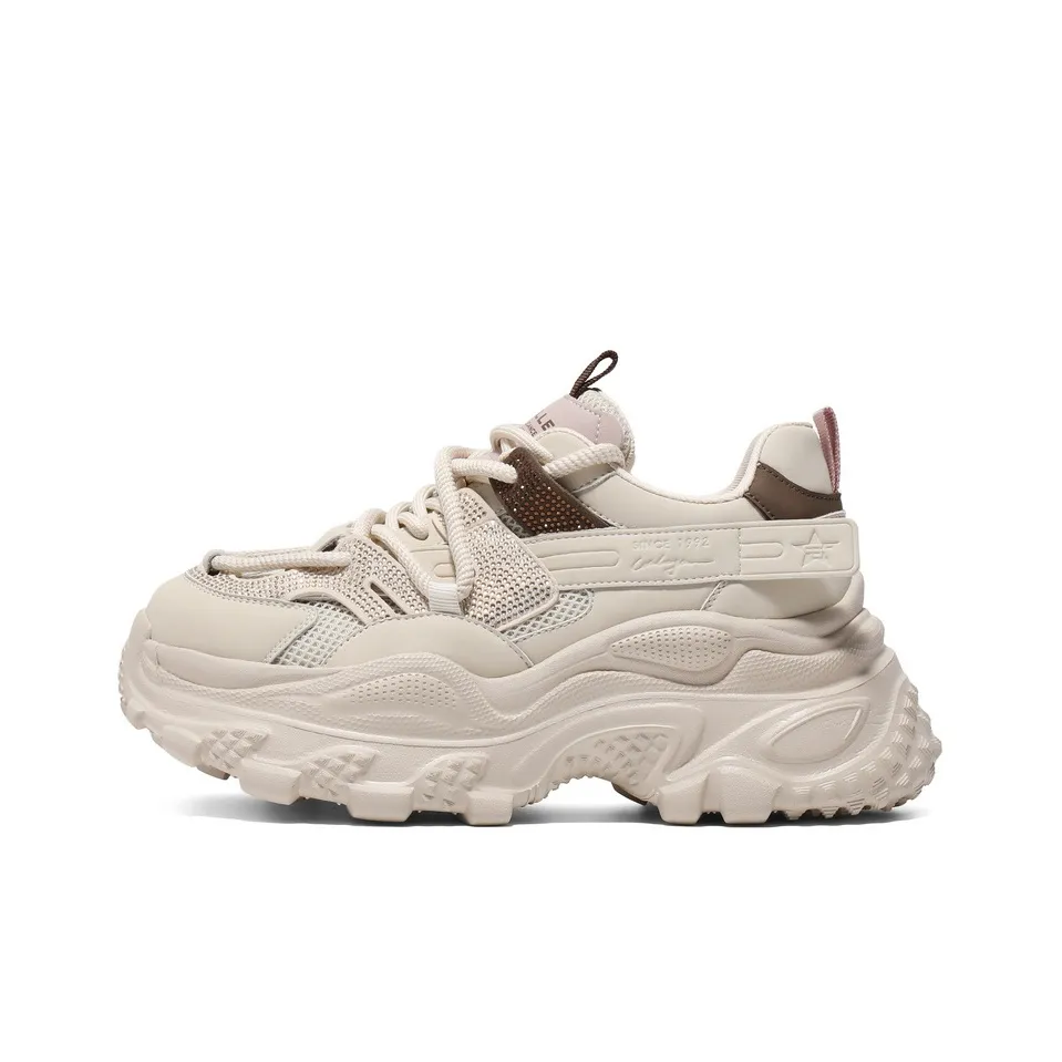 Белль Покрытие Увеличение Высоты Низкий Топ Толстая Подошва Женские Абрикос