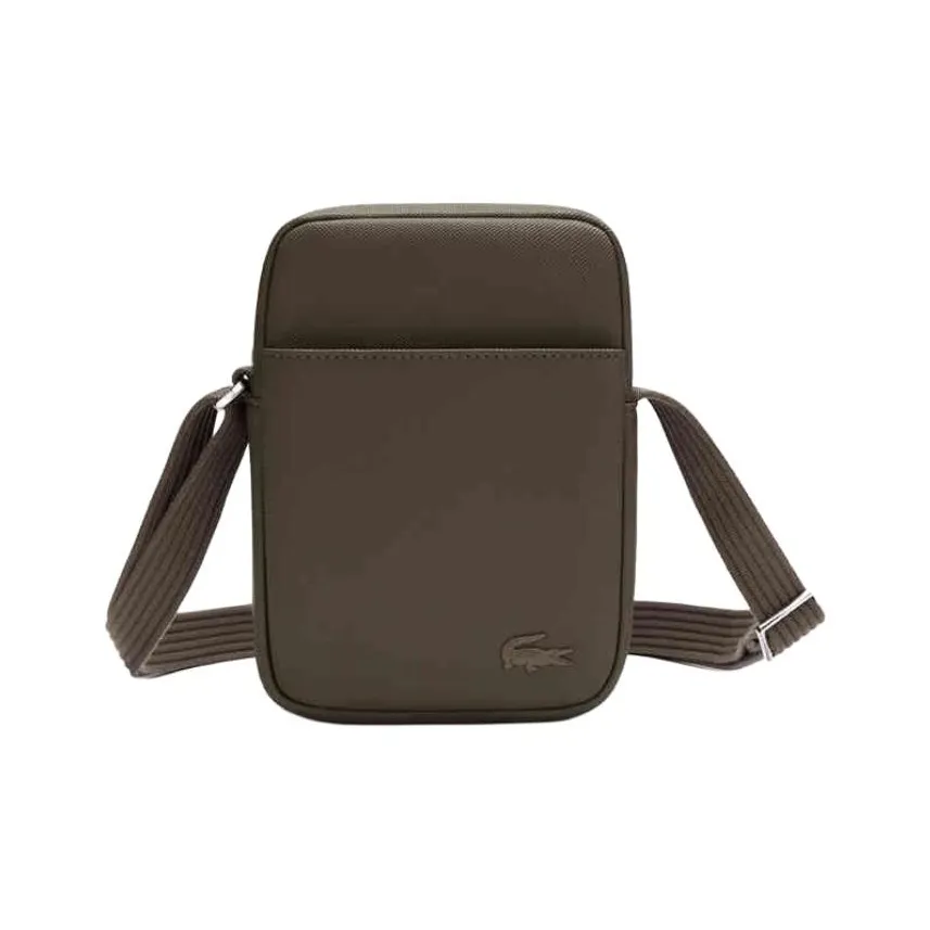 LACOSTE PU Shoulder Bag, Crossbody Bag Men's Dark Brown