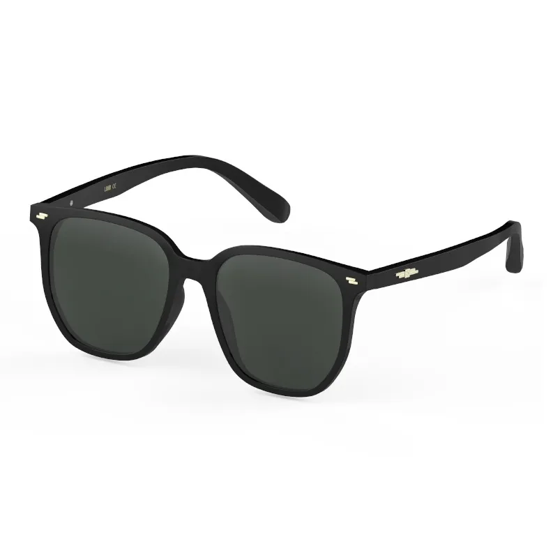 LOHO Plate Frame TR90 Square Driving UV Protection Sunglasses Unisex Black Tea Brown