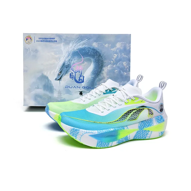 DUANGOU Амортизация Износостойкий Низкий Топ Марафон Беговые кроссовки Унисекс Зеленый Sprouts From Синий Snakes Edition