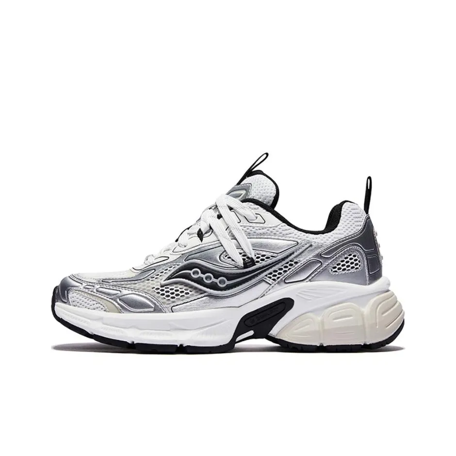 Saucony 2K CAVALRY Нескользящий Легкий Низкий Топ Повседневные Беговые Кроссовки Унисекс Белый Серебряный Черный