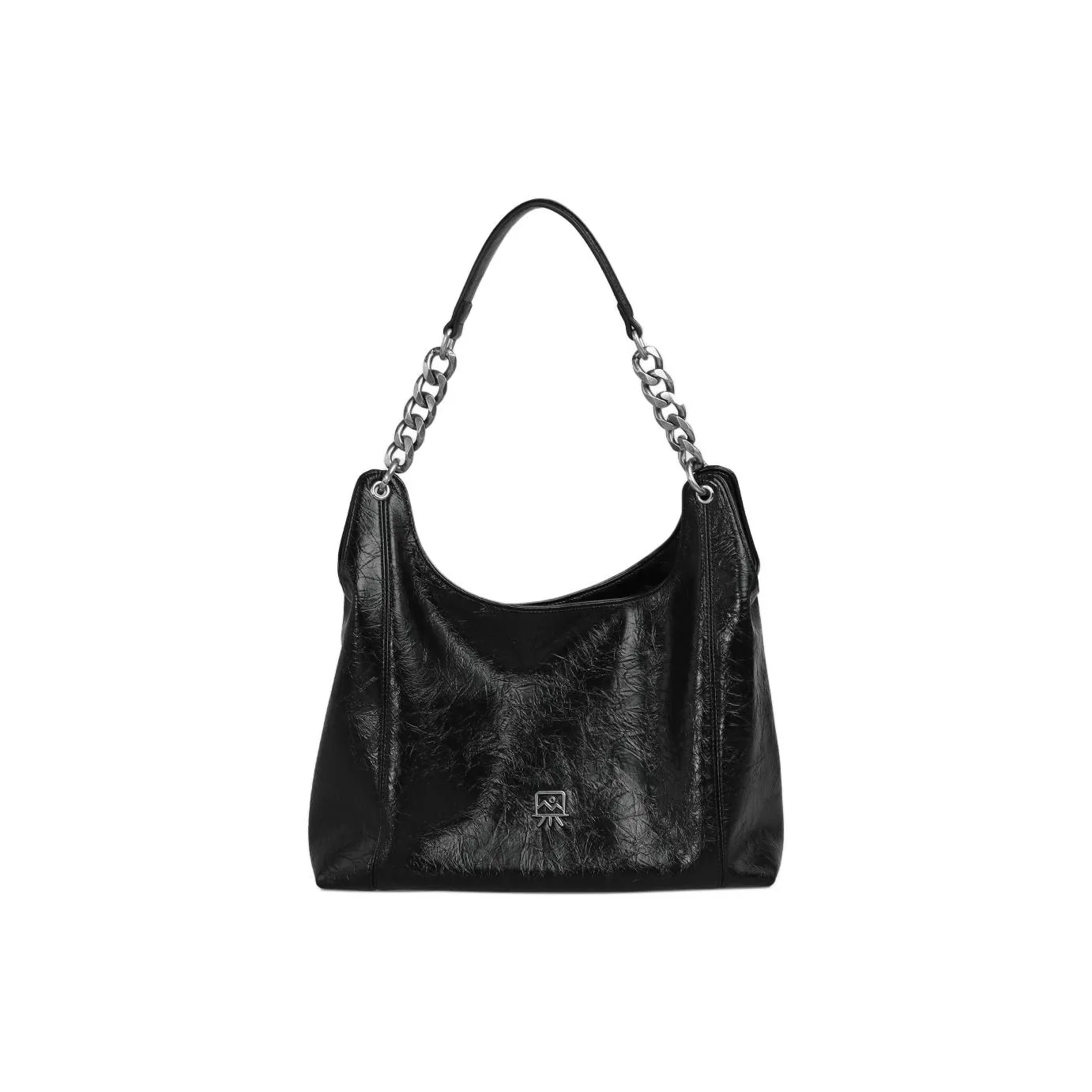 Kikawa Card PU Shoulder Bag Women's Black/Gray/Silver