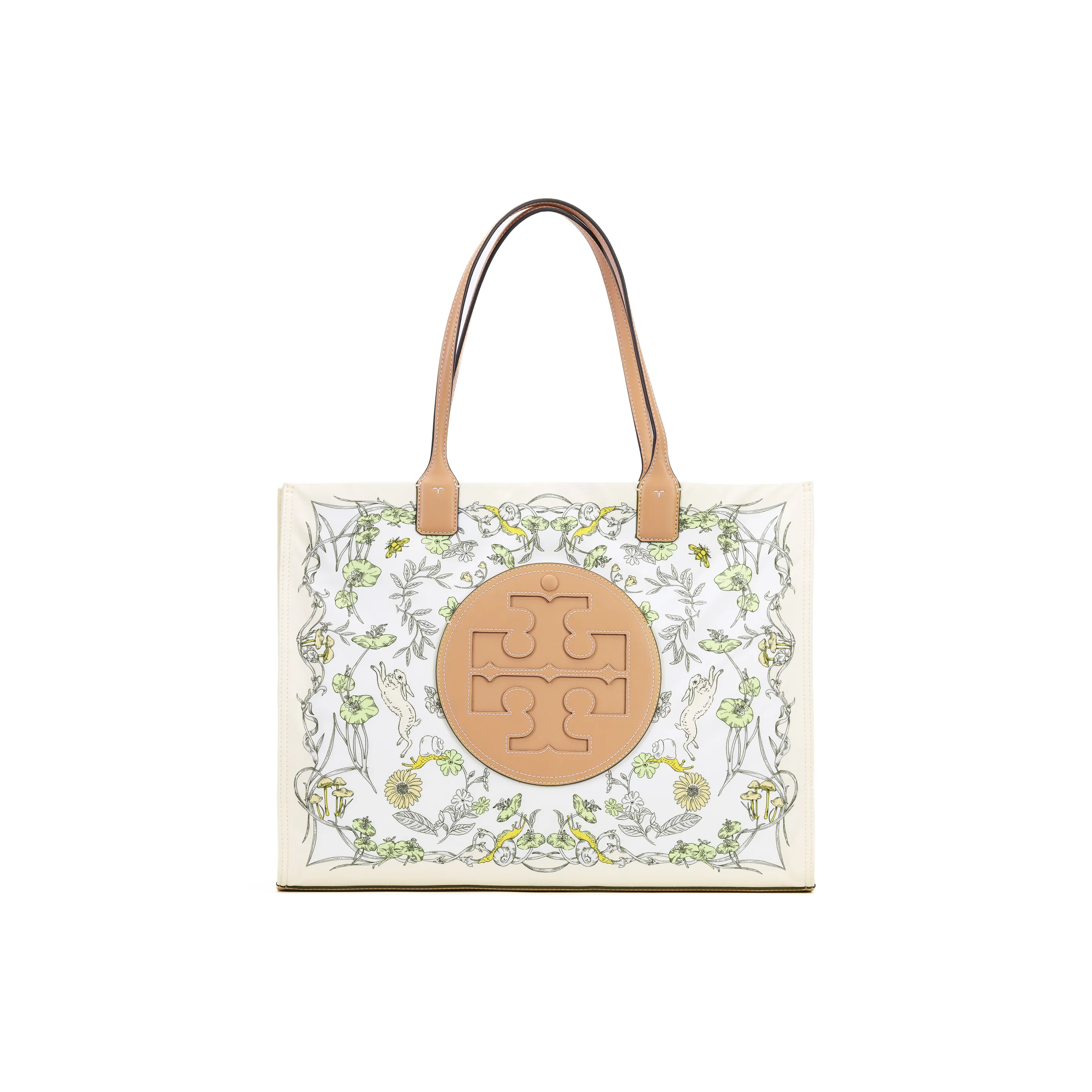 TORY BURCH Ella Ткань + Искусственная кожа Тоут Сумка Сумка для покупок Сумка Большая Женская Белая С принтом