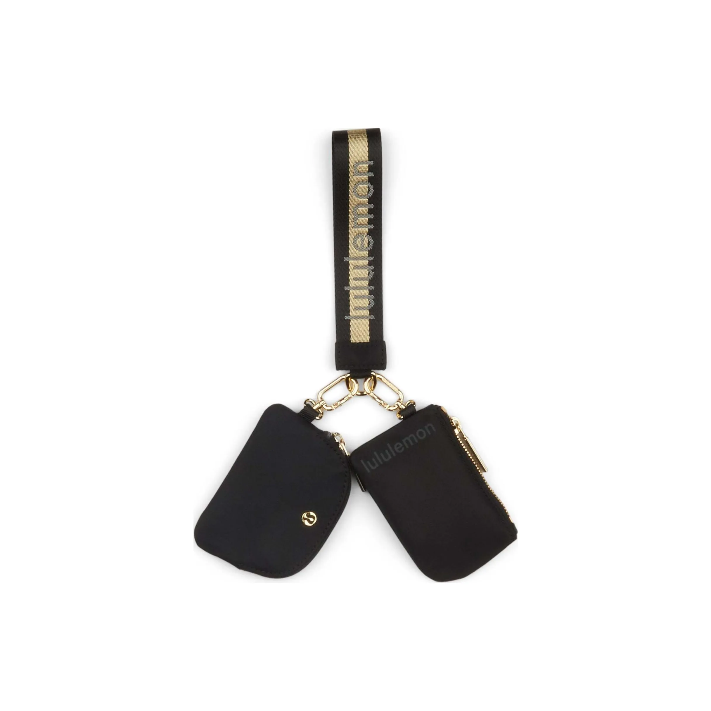 Lululemon leather Nylon Wrist Bag Regular Women's Black & Gold & White Opal