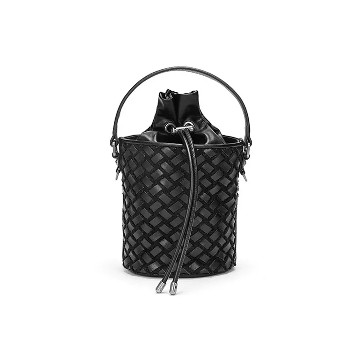 Ed Hardy Sheepskin Bucket Bags Shoulder Bags Small Size Women's Black