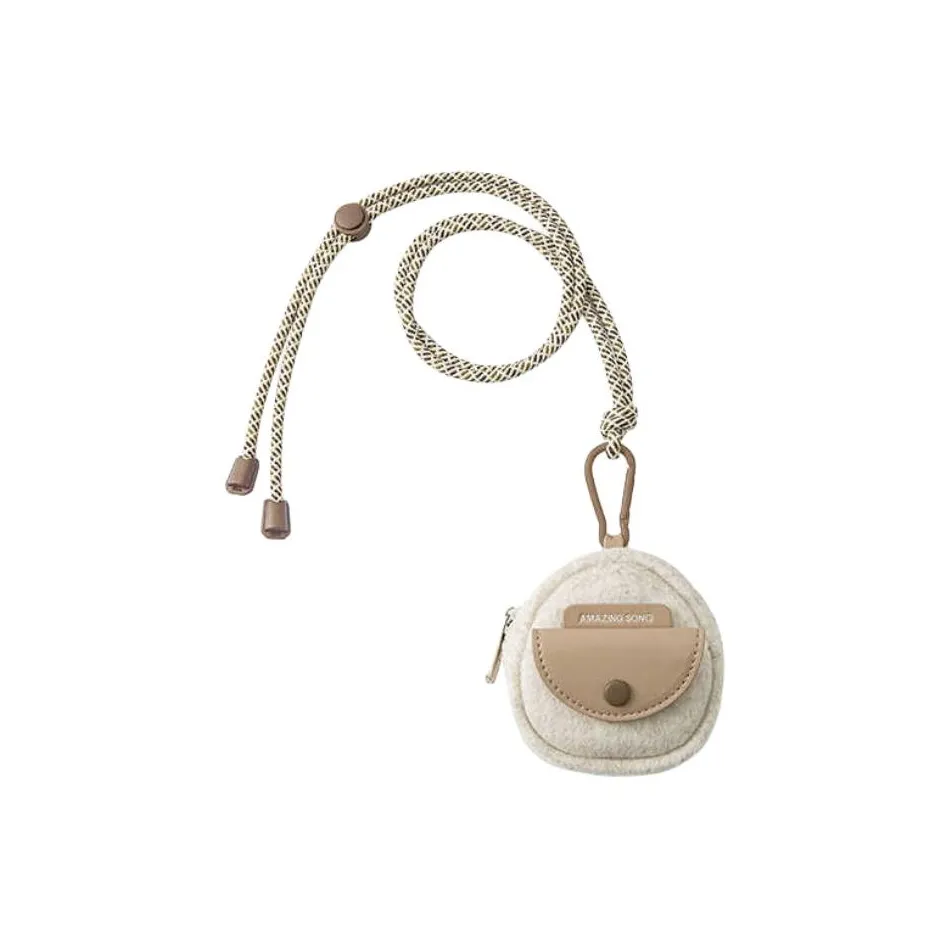 AMAZING SONG Чехол для наушников из ткани мини унисекс молочно-чайный