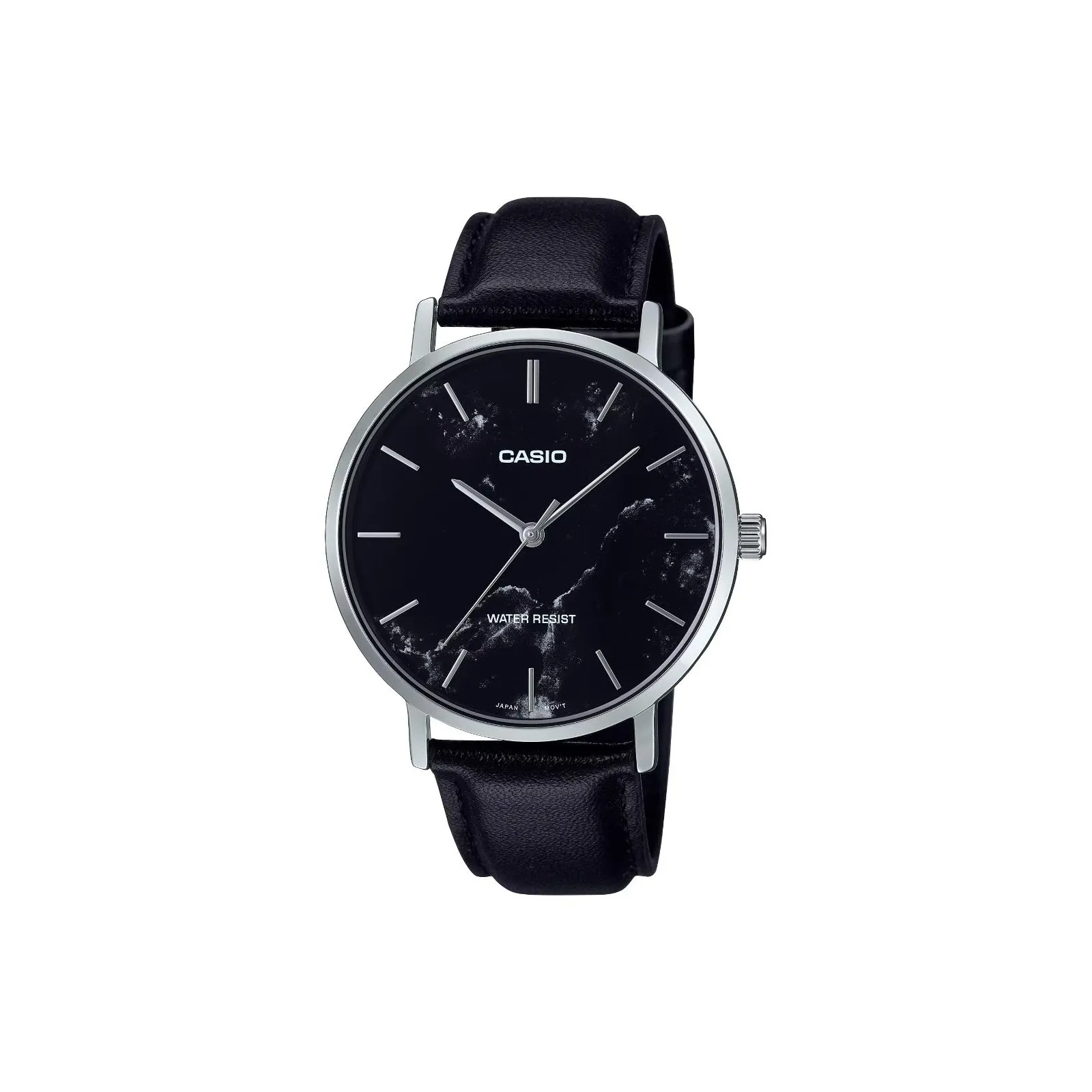 CASIO Кварцевый механизм Кожаный ремешок Часы Мужские Черный циферблат