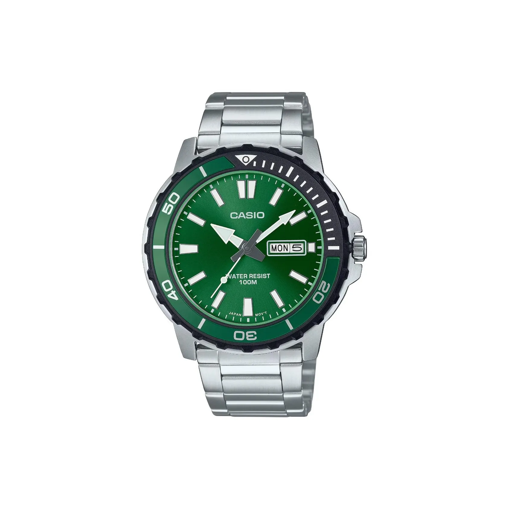 CASIO Кварцевый механизм нержавеющая сталь ремешок мужские часы зеленый циферблат