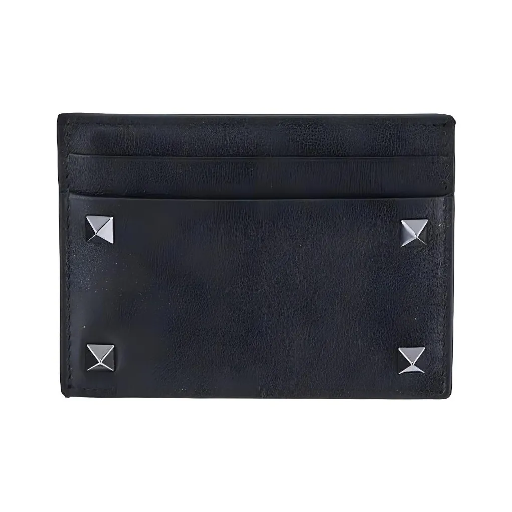 Valentino Rockstud Держатель для карт из телячьей кожи Мужской Черный