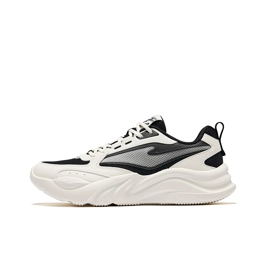 Erke Ci Wu Rebound Wear Resistant Breathable Low Top Casual Shoes Men's Jet Black Microcrystal White