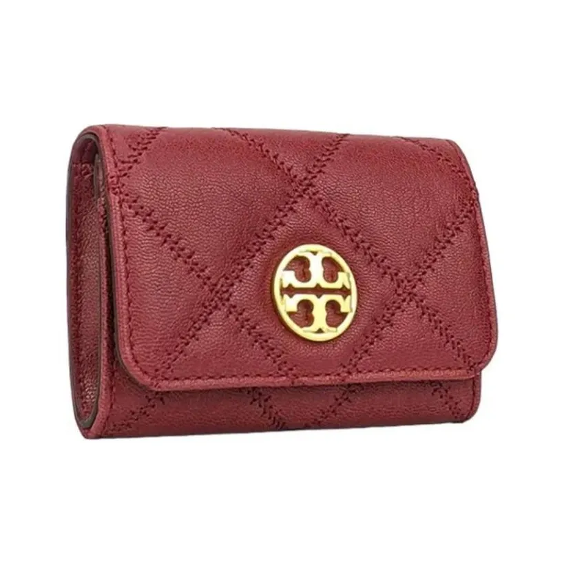 TORY BURCH TB Willa Seamless Leather Card Holder, Wallet Regular Women's Red
